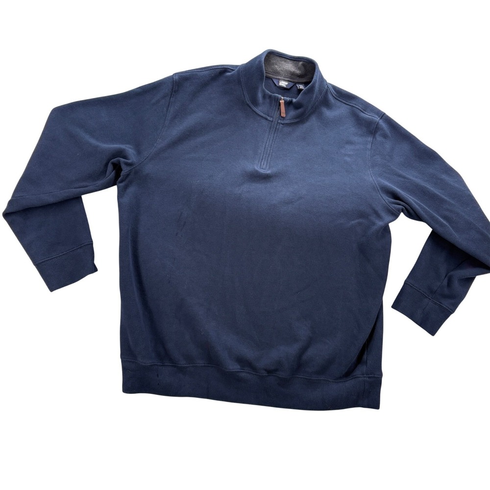 Lands End‎ Mens XXL Navy Blue 100% Cotton Quarter Zip Pullover Sweater RN 62830